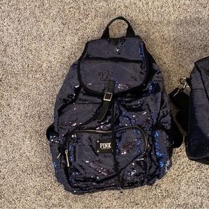 Victoria Secrets PINK Navy Sequin Backpack